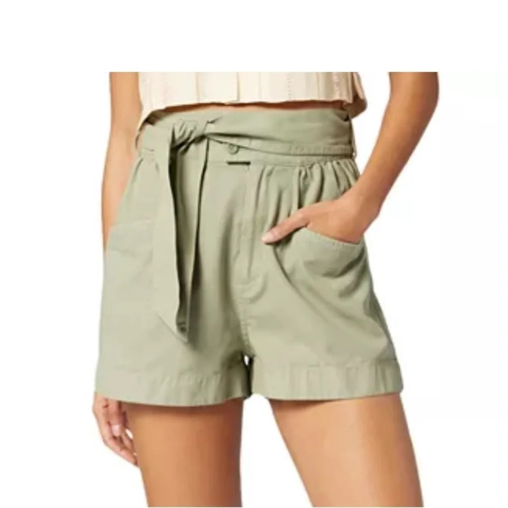 Joie Women's‎ Lynn Tie Belt Oil Green Cotton Blend Shorts Size Small NWT